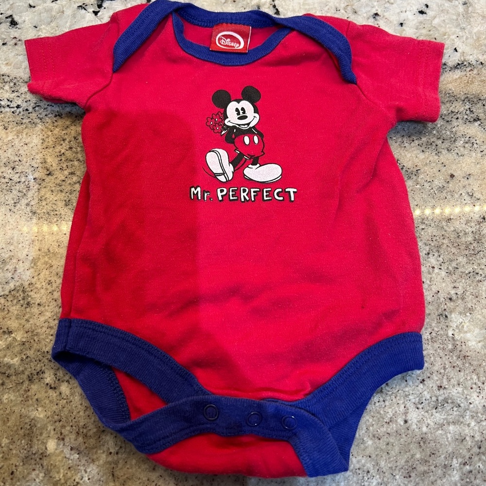 Vintage Disney Valentines Day Mickey Mouse Baby Bodysuit